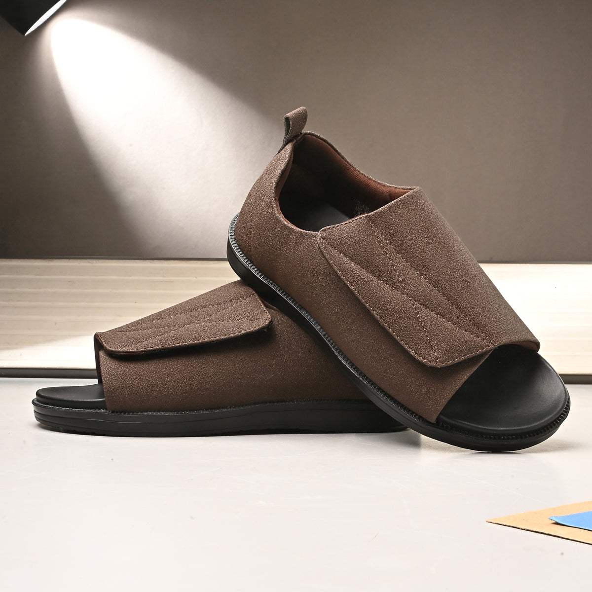 Diabetic Comfy-Pro Buddy Sandal for reduction of burning and loss of sensation. 1 Strap Brown