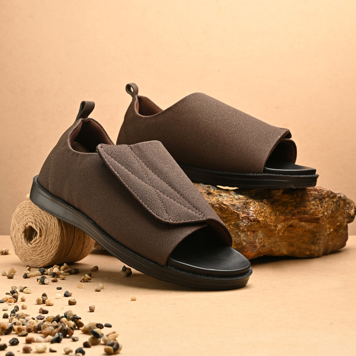 Diabetic Comfy-Pro Buddy Sandal for reduction of burning and loss of sensation. 1 Strap Brown