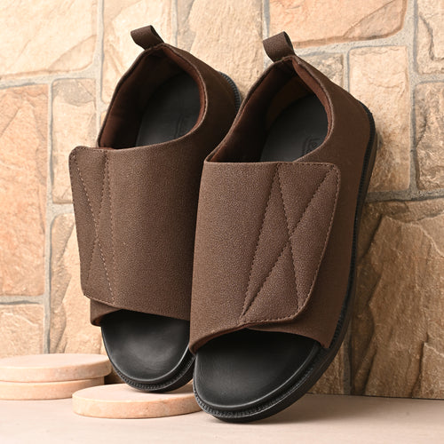 Diabetic Comfy-Pro Buddy Sandal for reduction of burning and loss of sensation. 1 Strap Brown