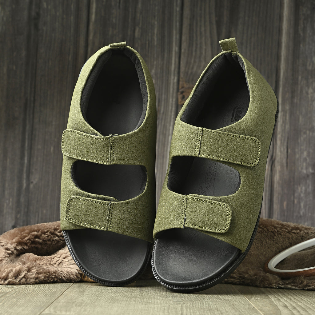 Diabetic Comfy-Pro Snow Sandal for reduction of burning and loss of sensation. 2 straps Olive