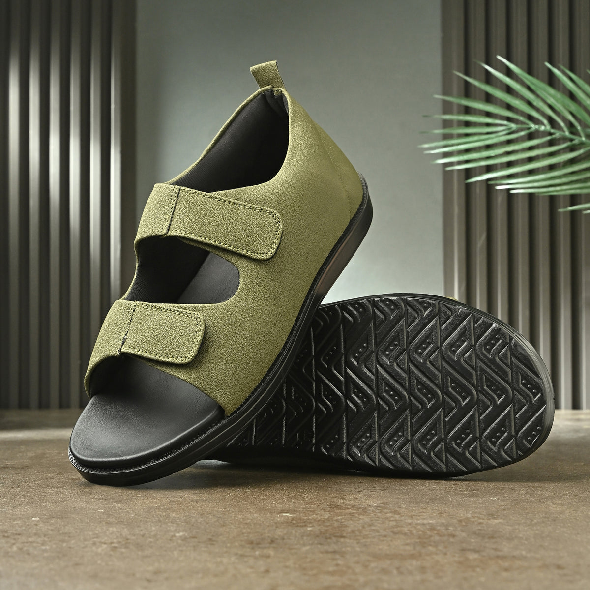 Diabetic Comfy-Pro Snow Sandal for reduction of burning and loss of sensation. 2 straps Olive