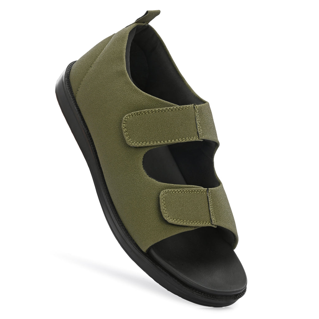 Diabetic Comfy-Pro Snow Sandal for reduction of burning and loss of sensation. 2 straps Olive