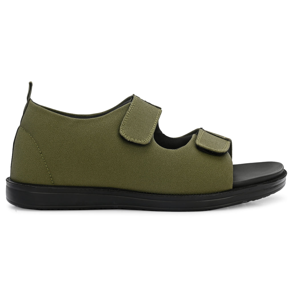 Diabetic Comfy-Pro Snow Sandal for reduction of burning and loss of sensation. 2 straps Olive