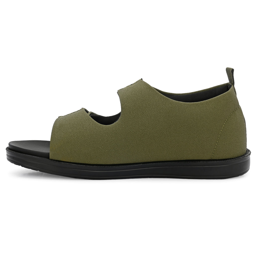 Diabetic Comfy-Pro Snow Sandal for reduction of burning and loss of sensation. 2 straps Olive