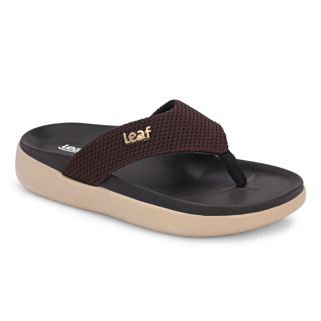 Leaf heel pain comfort slippers for women Brown