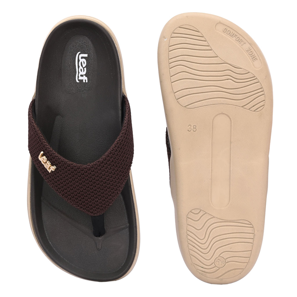 Leaf heel pain comfort slippers for women Brown