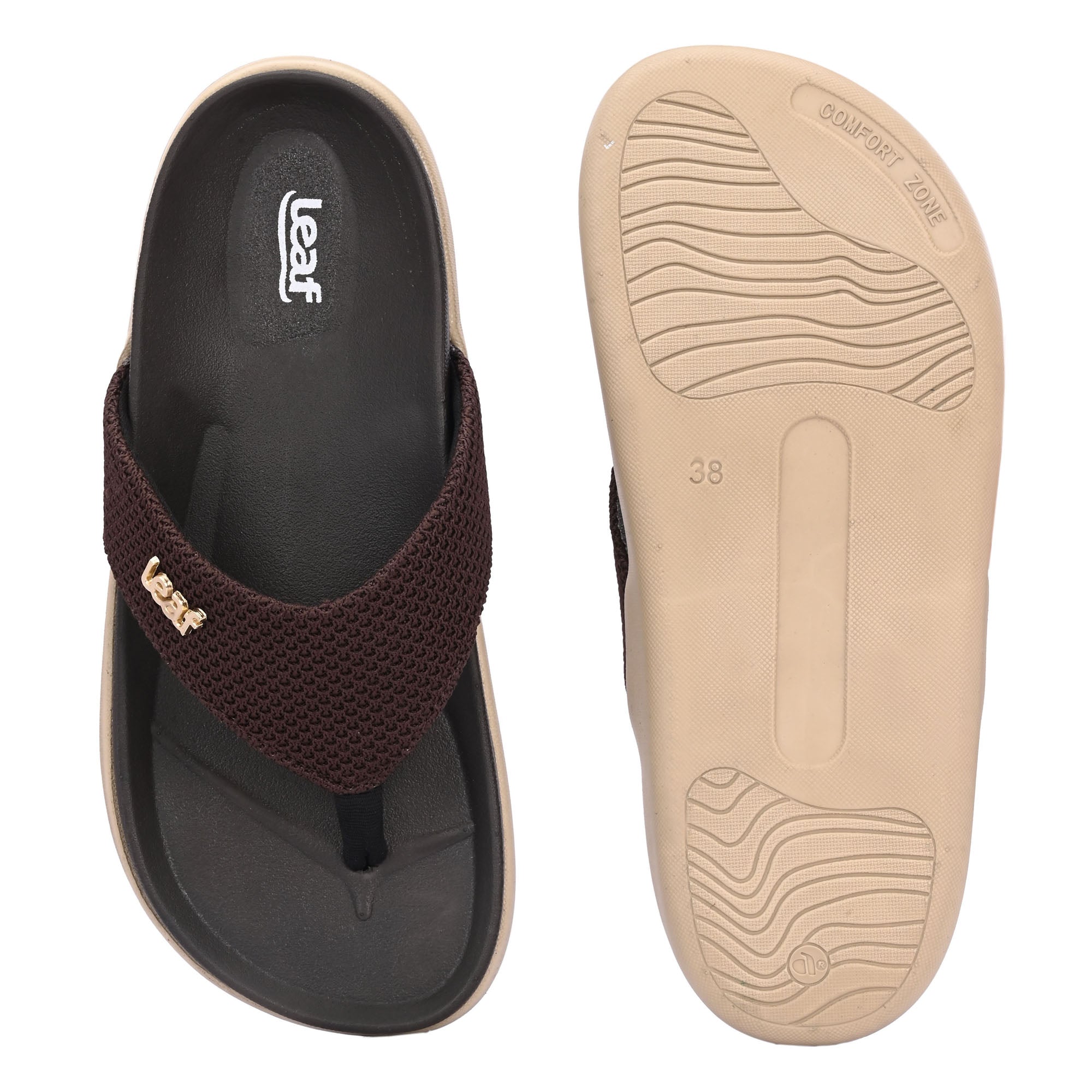Leaf heel pain comfort slippers for women Brown