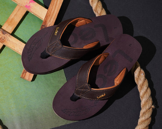 Leaf Flatfeet Body Balance correction Flip Flops. The Archies with 12mm Arch support and 28mm cushion Cinnamon Brown